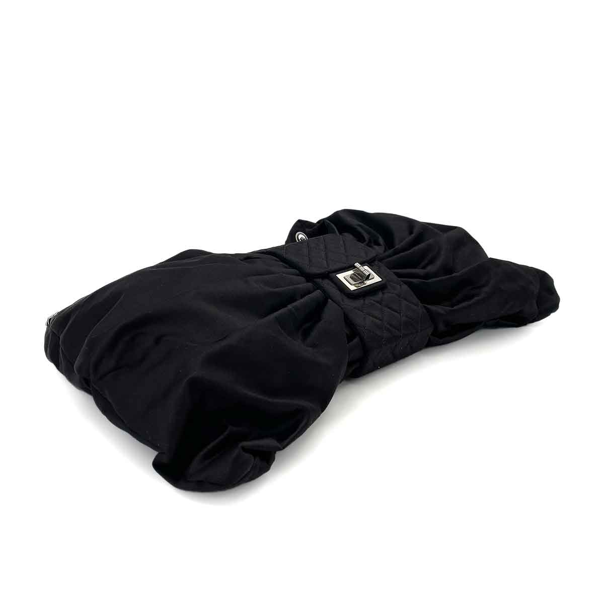 CHANEL VINTAGE RIBBON CHAIN SHOULDER BAG BLACK NYLON SHW 90245043