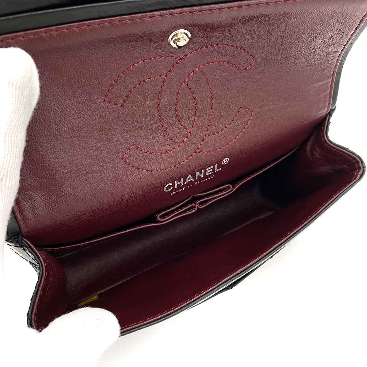 CHANEL VINTAGE 2.55 LUCKY CHARM CHAIN SHOULDER BAG BLACK CALF SKIN SHW 90245051