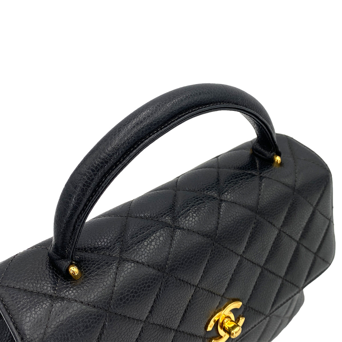 CHANEL VINTAGE MATELASSE HAND BAG BLACK CAVIAR SKIN 90245067
