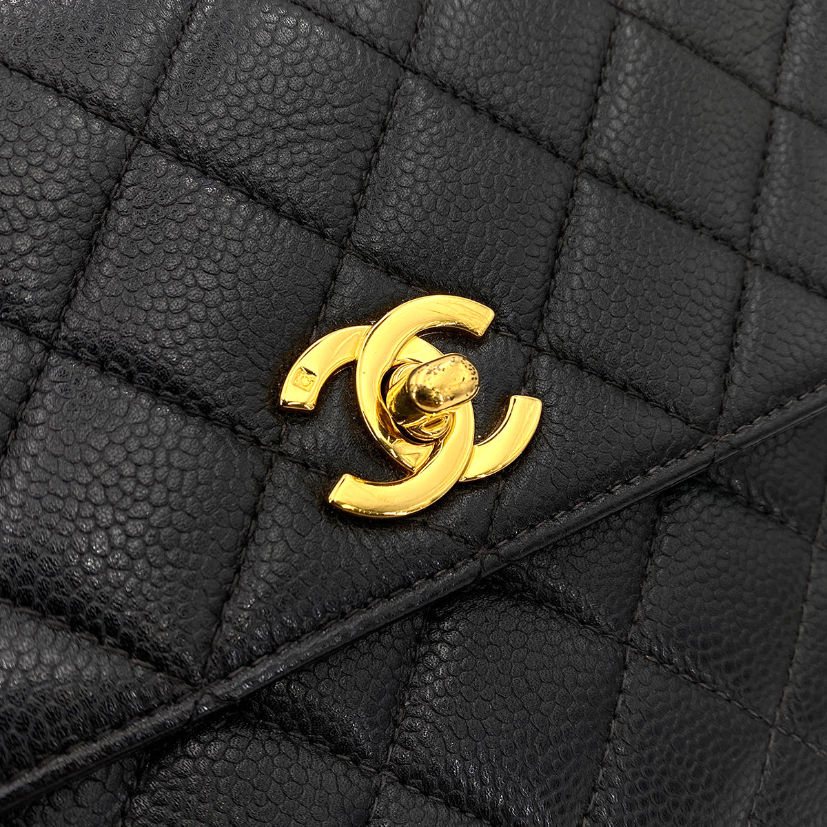CHANEL VINTAGE MATELASSE HAND BAG BLACK CAVIAR SKIN 90245067