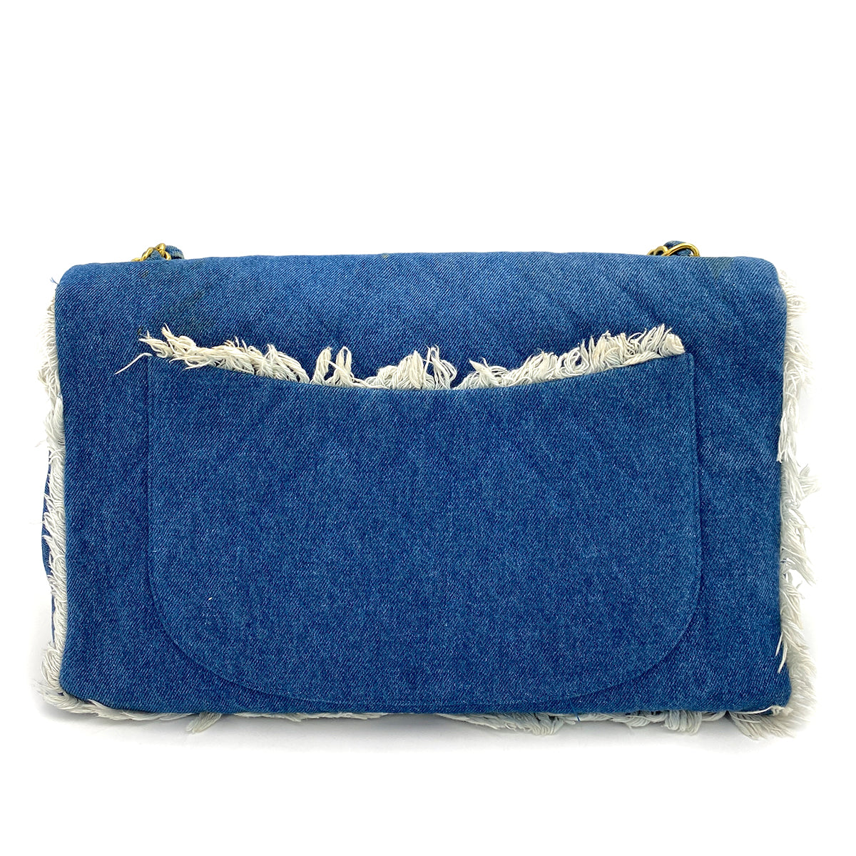 CHANEL VINTAGE MAXI MATELASSE 34 CHAIN SHOULDER BAG BLUE DENIM 90245553