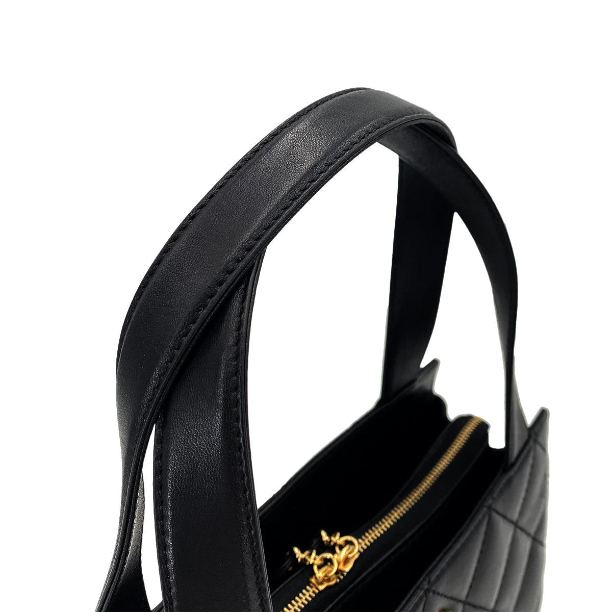 CHANEL VINTAGE MATELASSE HAND BAG BLACK LAMB SKIN 90246921