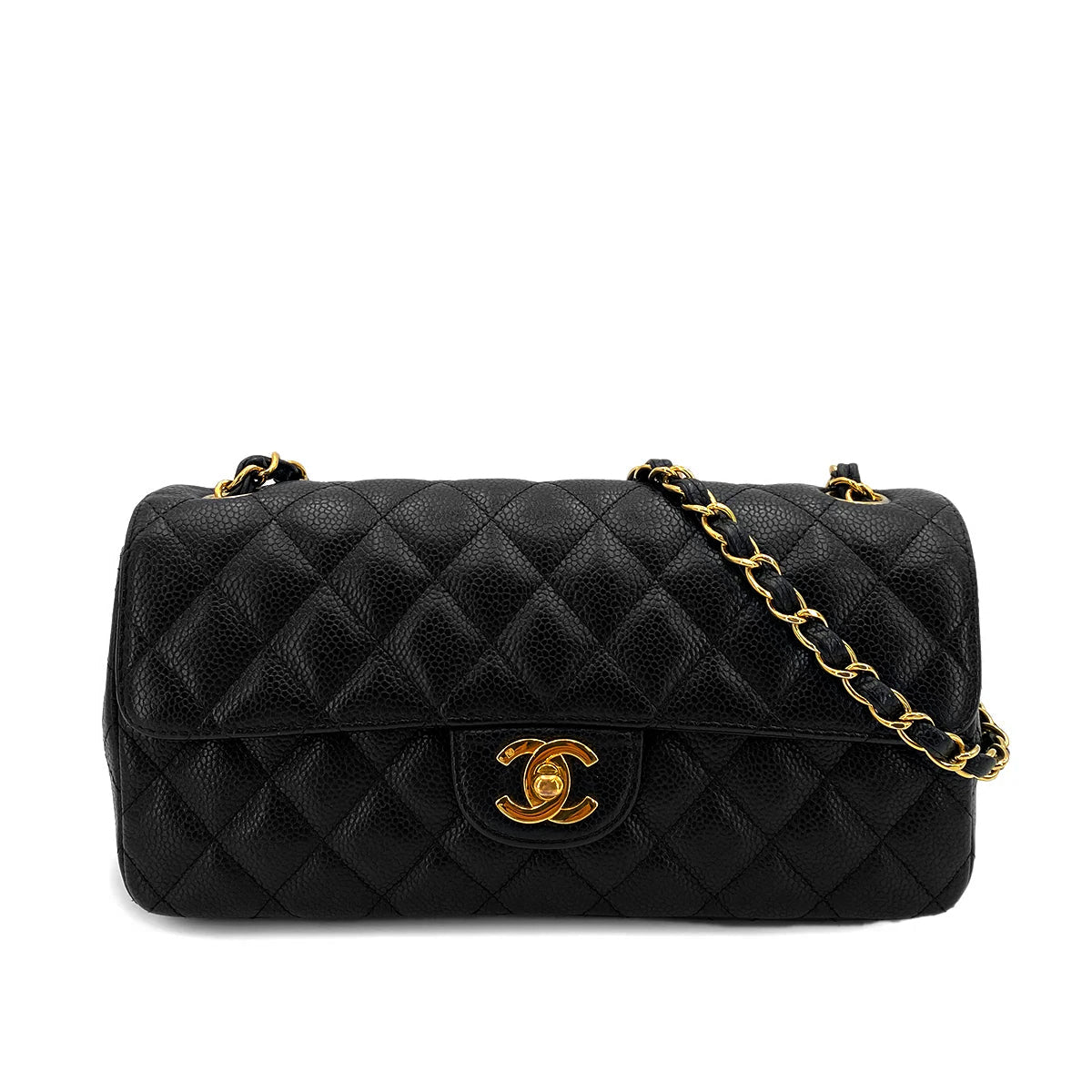 CHANEL VINTAGE MATELASSE CHAIN SHOULDER BAG BLACK CAVIAR SKIN 90247179