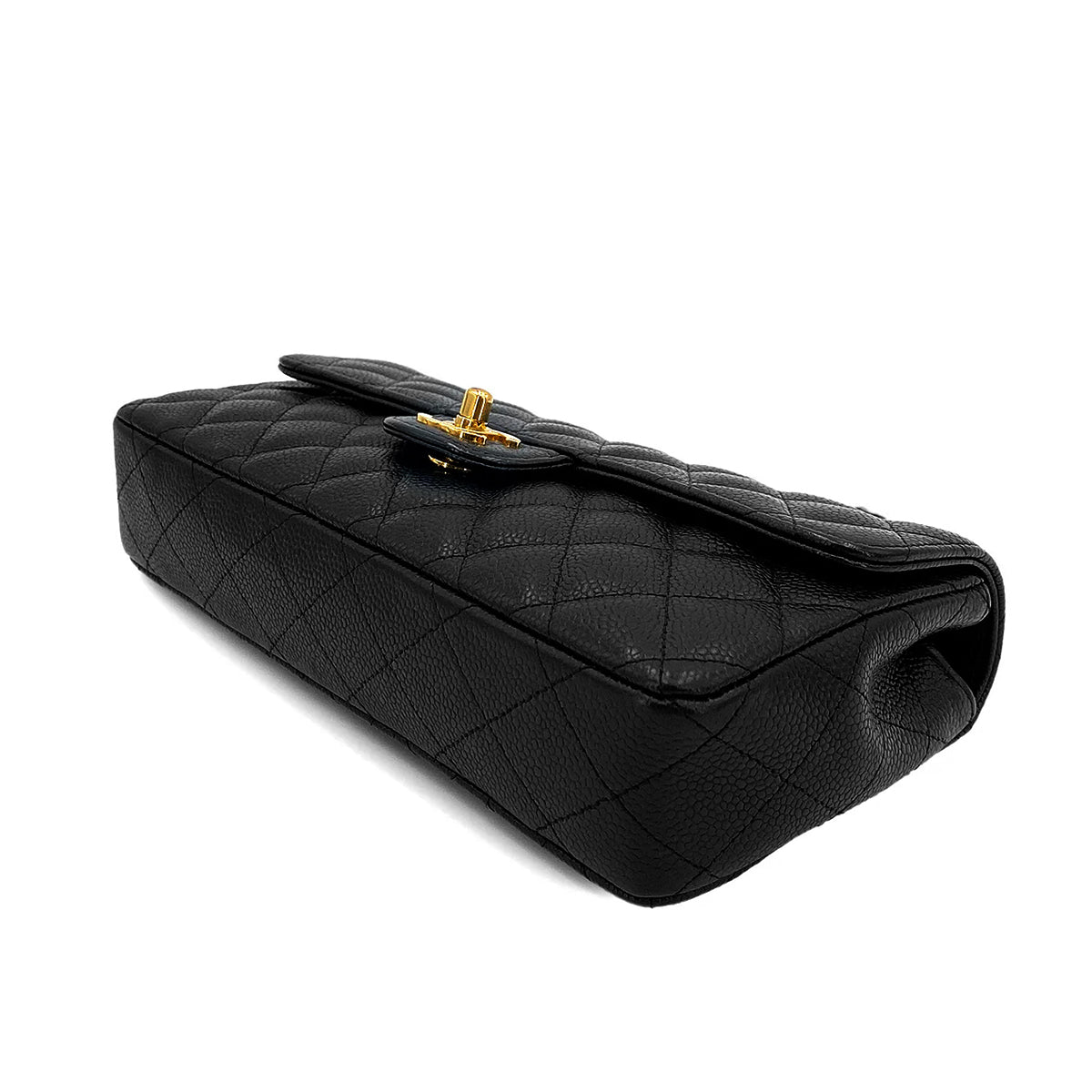 CHANEL VINTAGE MATELASSE CHAIN SHOULDER BAG BLACK CAVIAR SKIN 90247179