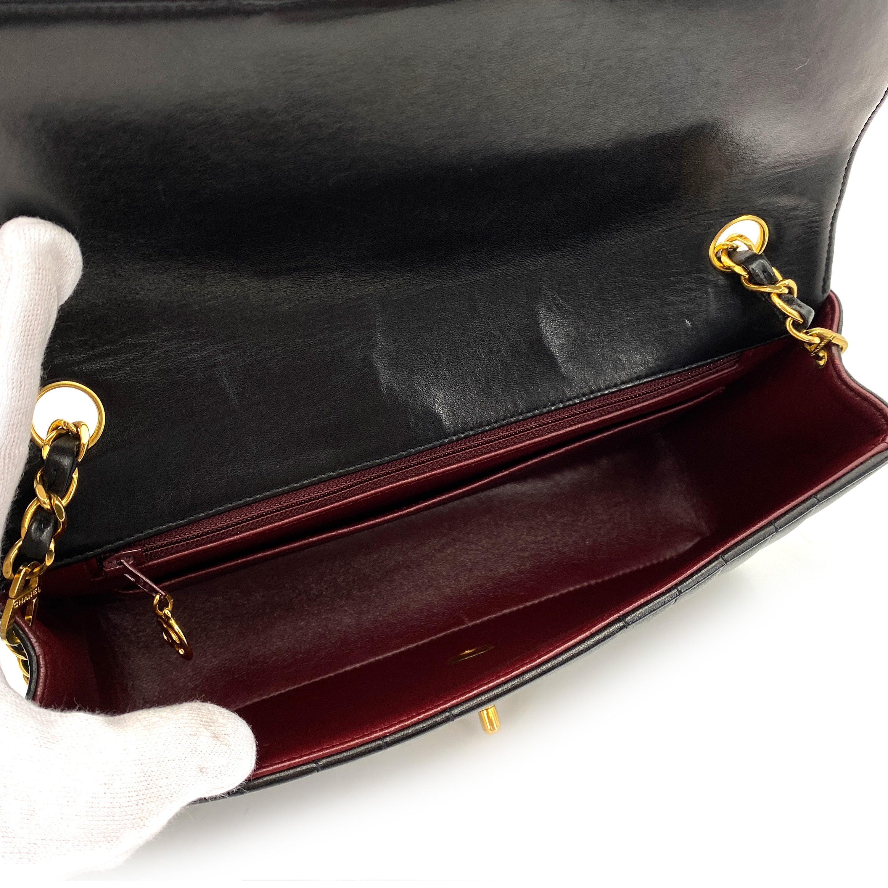 CHANEL VINTAGE MADEMOISELLE CHAIN SHOULDER BAG BLACK LAMB SKIN 90247992