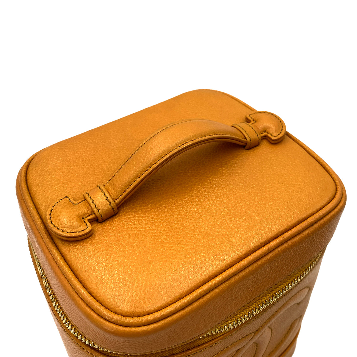 CHANEL VINTAGE VANITY HAND BAG ORANGE CAVIAR SKIN 90247995