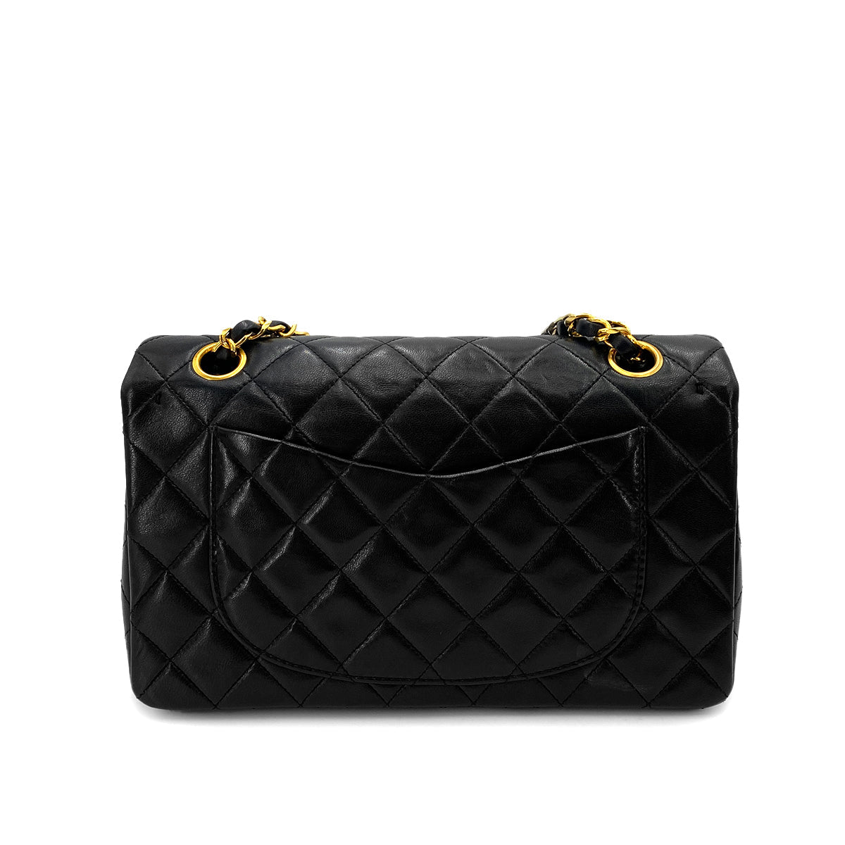 CHANEL VINTAGE CLASSIC FLAP SMALL CHAIN SHOULDER BAG BLACK LAMB SKIN 90248137