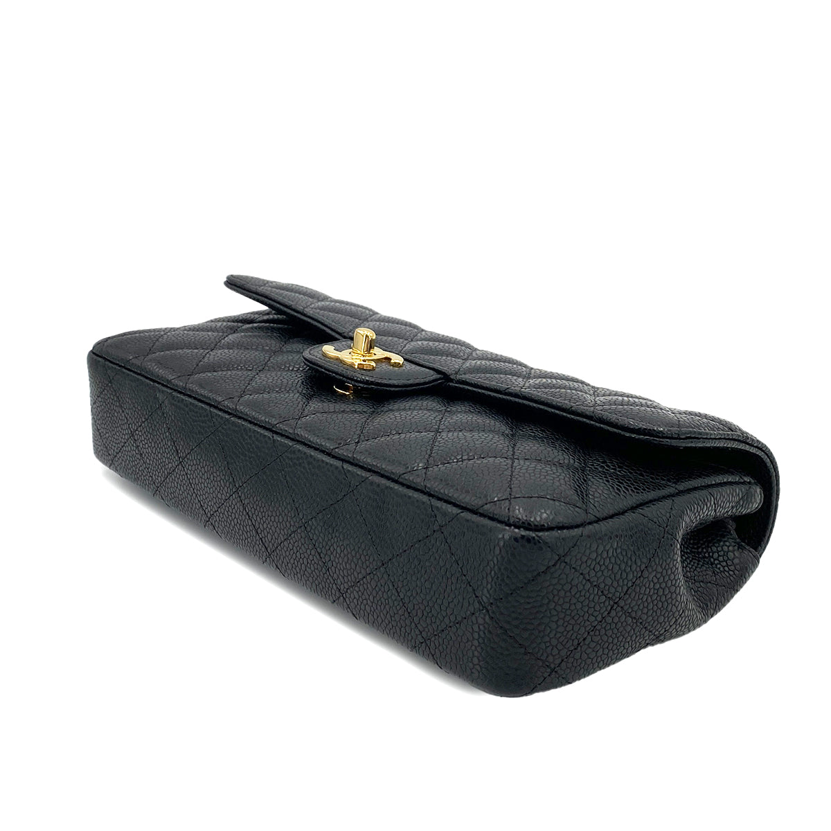 CHANEL VINTAGE MATELASSE CHAIN SHOULDER BAG BLACK CAVIAR SKIN 90248138