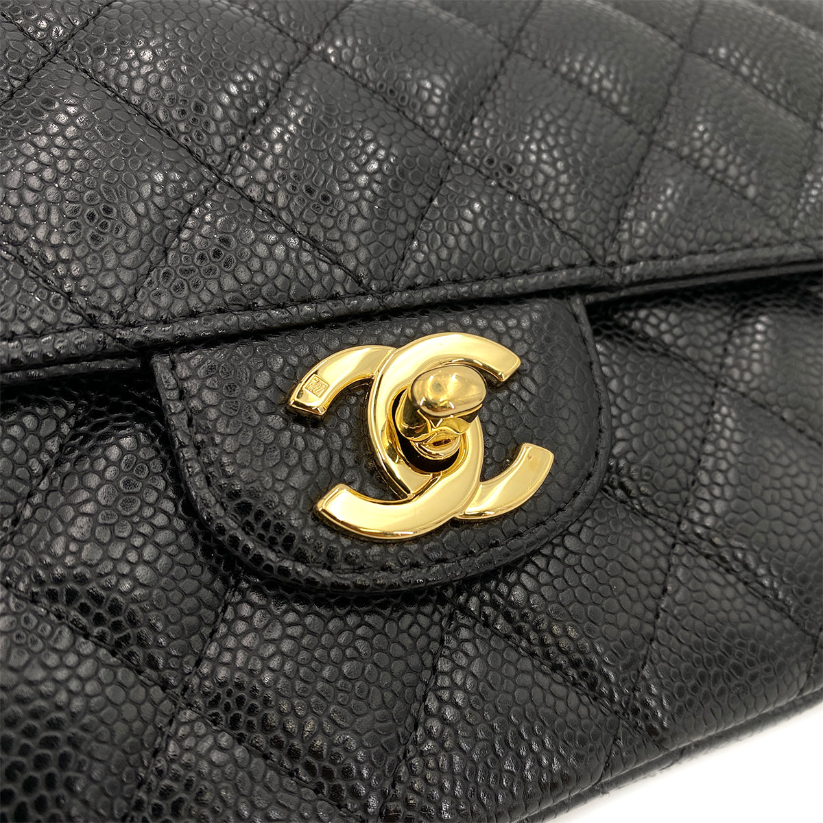 CHANEL VINTAGE MATELASSE CHAIN SHOULDER BAG BLACK CAVIAR SKIN 90248138
