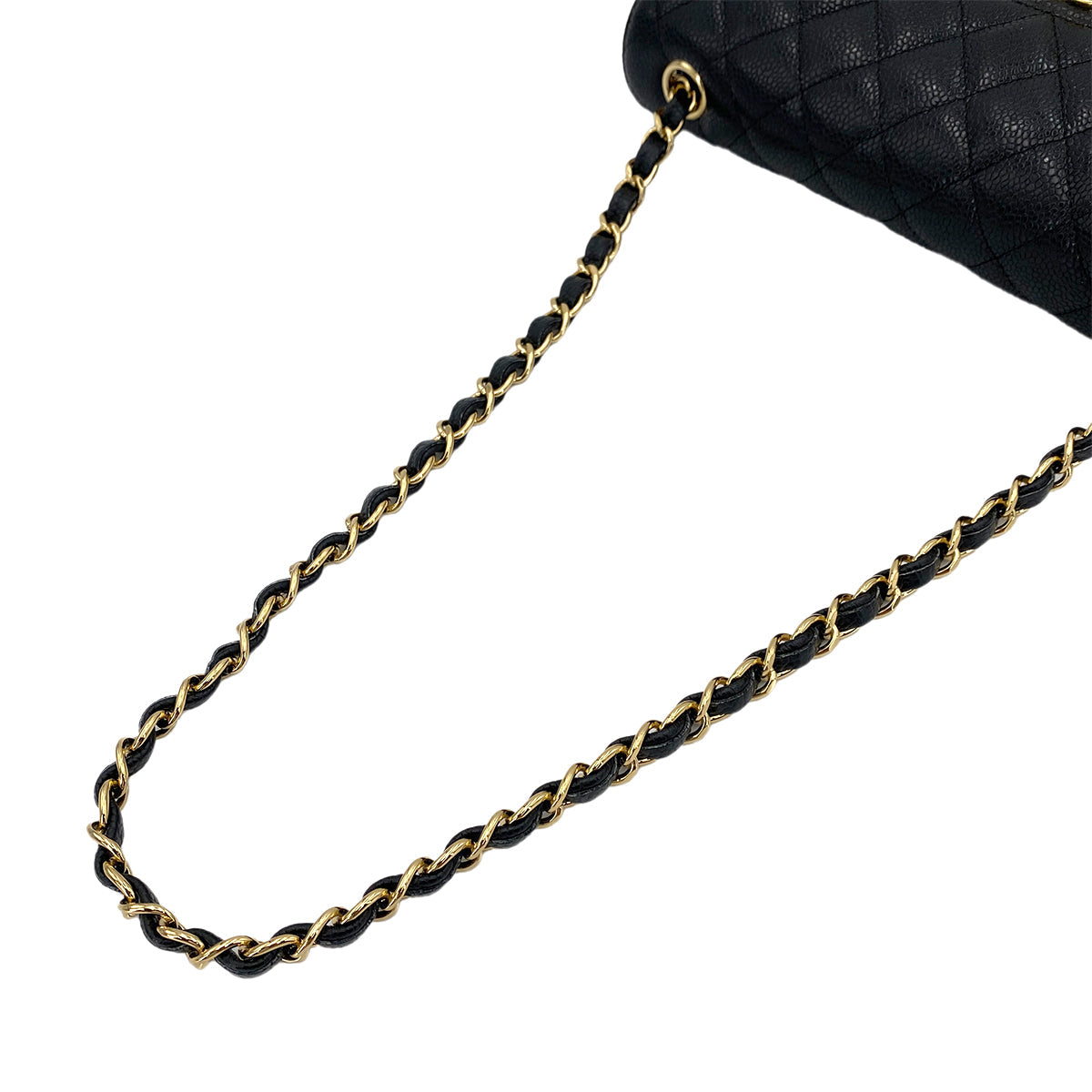 CHANEL VINTAGE MATELASSE CHAIN SHOULDER BAG BLACK CAVIAR SKIN 90248138