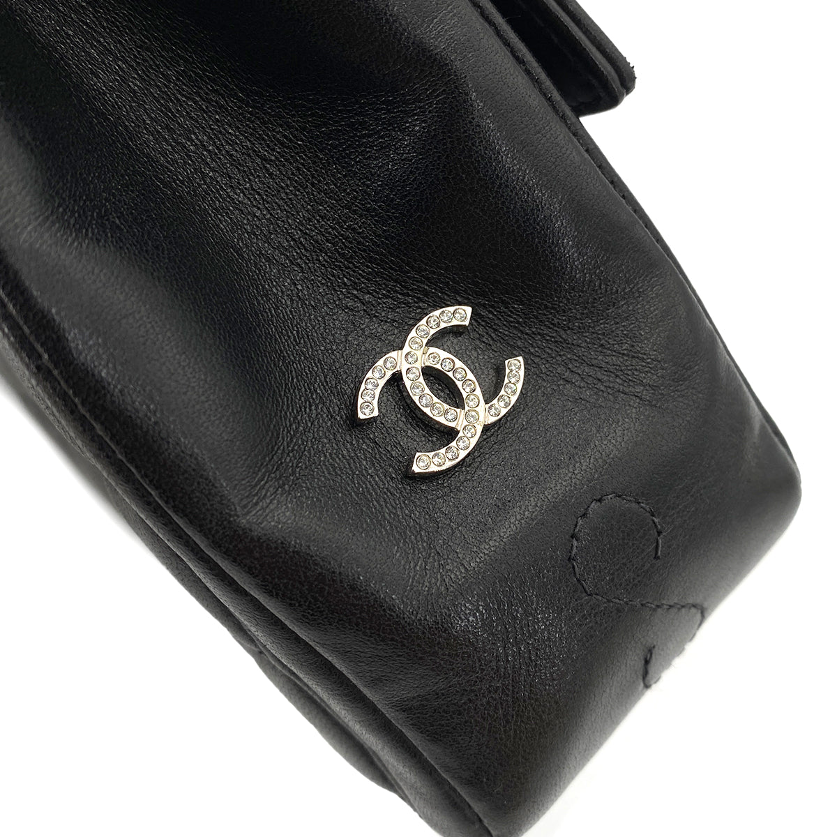 CHANEL VINTAGE 2.55 CHOCOLATE BAR CHAIN SHOULDER BAG BLACK LAMB SKIN 90248358