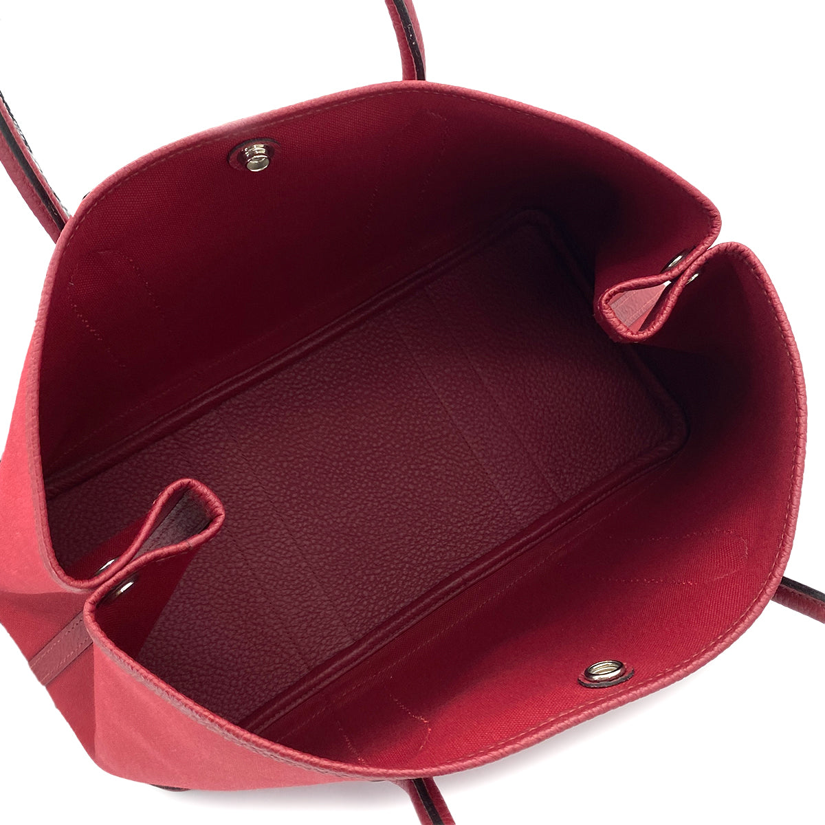 HERMES GARDEN PARTY PM ROUGE GRENAT TOILE H LEATHER TOTE BAG X 90249027