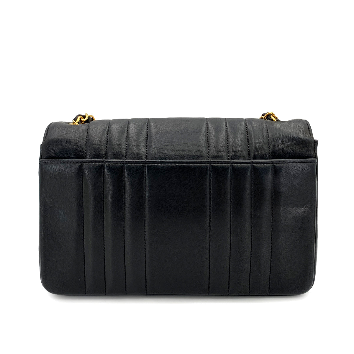 CHANEL VINTAGE MADEMOISELLE CHAIN SHOULDER BAG BLACK LAMB SKIN 90249030