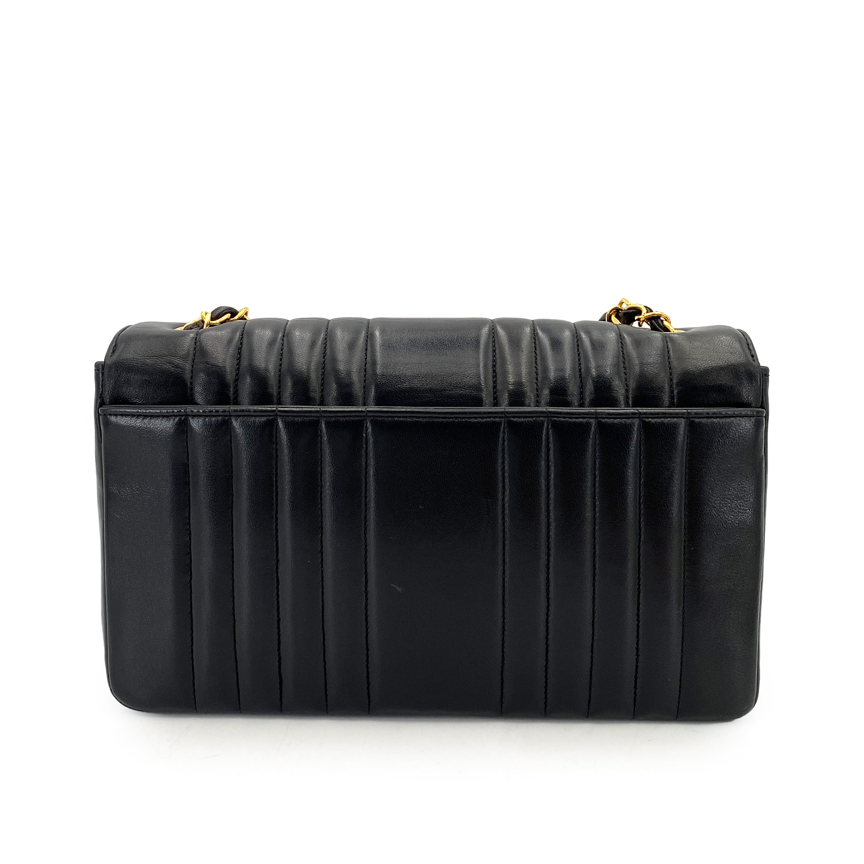 CHANEL VINTAGE MADEMOISELLE CHAIN SHOULDER BAG BLACK LAMB SKIN 90249871