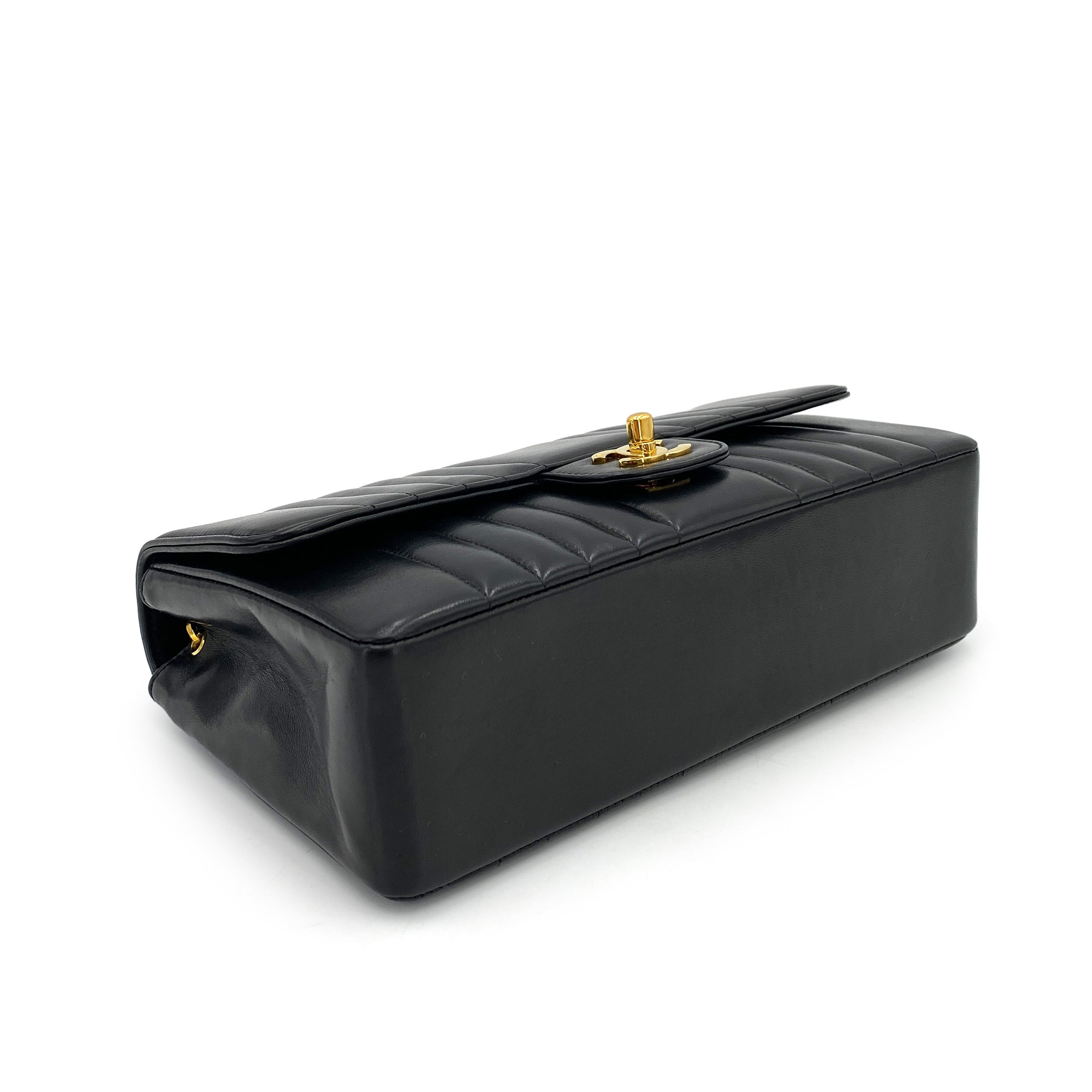 CHANEL VINTAGE MADEMOISELLE CHAIN SHOULDER BAG BLACK LAMB SKIN 90249871