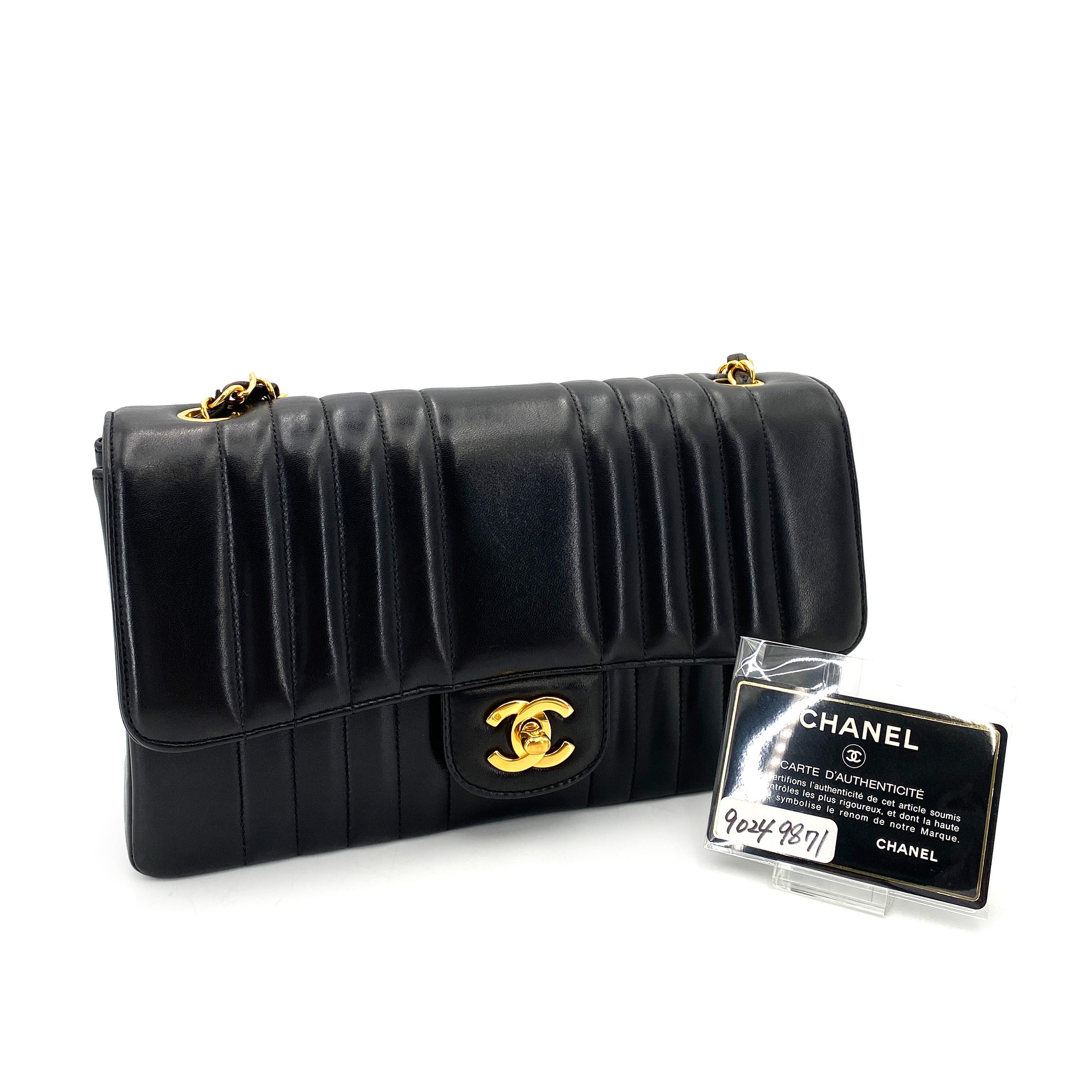 CHANEL VINTAGE MADEMOISELLE CHAIN SHOULDER BAG BLACK LAMB SKIN 90249871