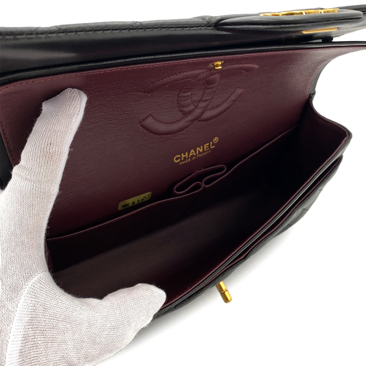 CHANEL VINTAGE CLASSIC FLAP MEDIUM CHAIN SHOULDER BAG BLACK LAMB SKIN 90250297