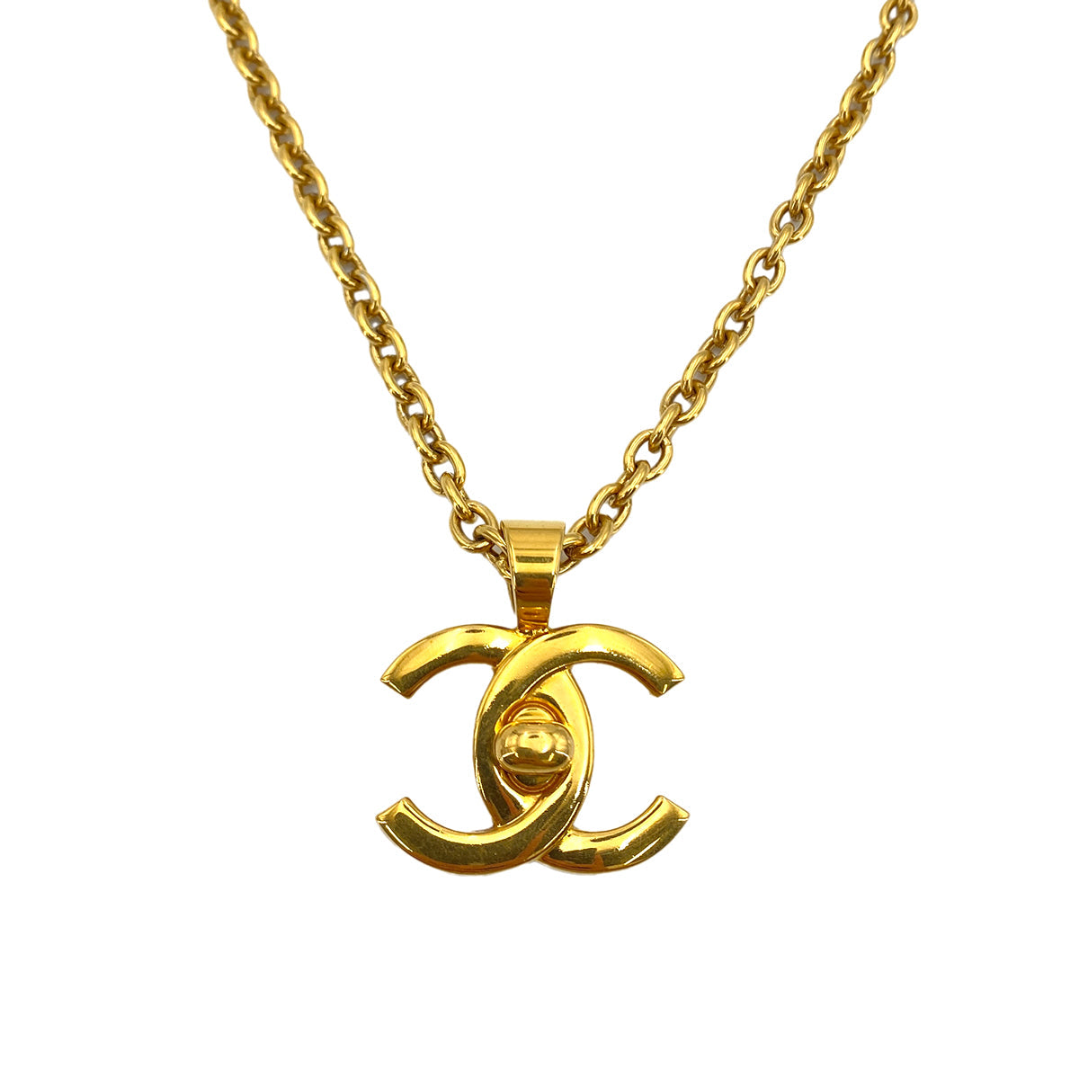 CHANEL VINTAGE NECKLACE COCOMARK TURN LOCK ACCESSORY 96A 90250306