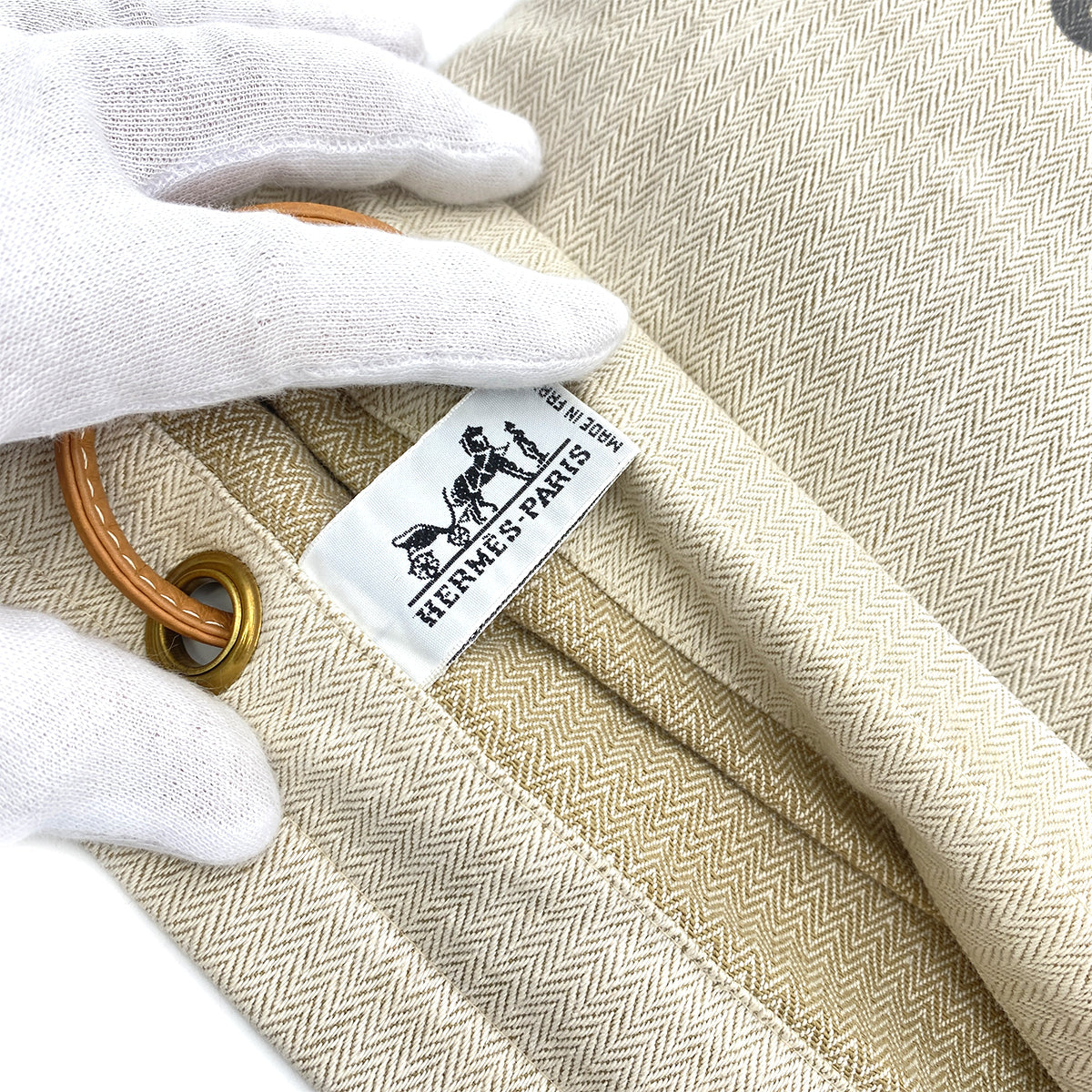 HERMES SAC ALINE GM NATUREL TOILE CHEVRON LEATHER SHOULDER BAG 90251099