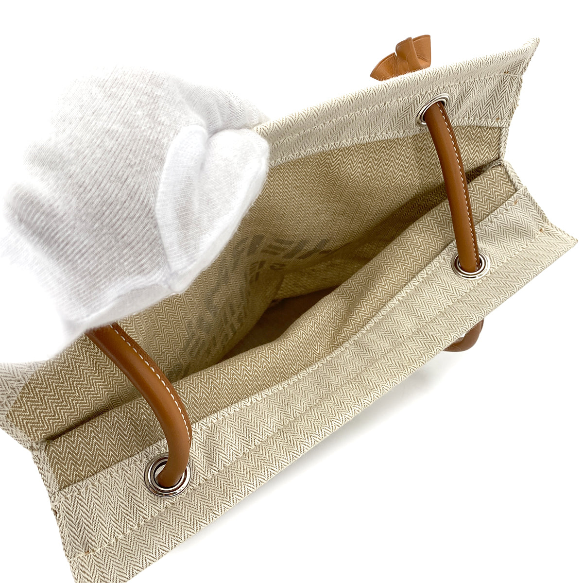 HERMES SAC ALINE MM NATUREL TOILE CHEVRON LEATHER SHOULDER BAG A 90251114