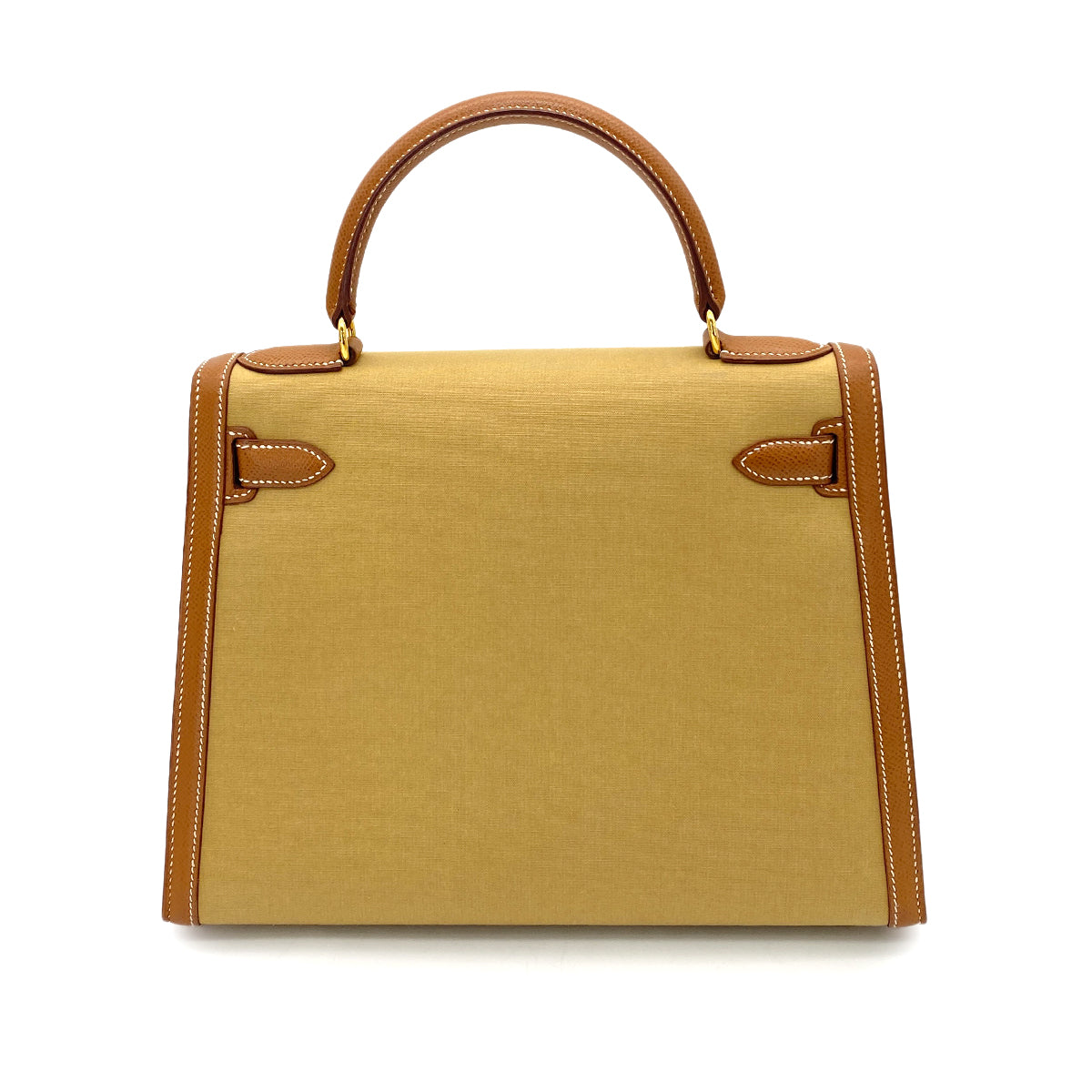 HERMES KELLY 28 GOLD COUCHVEL TOILE HAND SHOULDER BAG 〇Y GHW 90252001