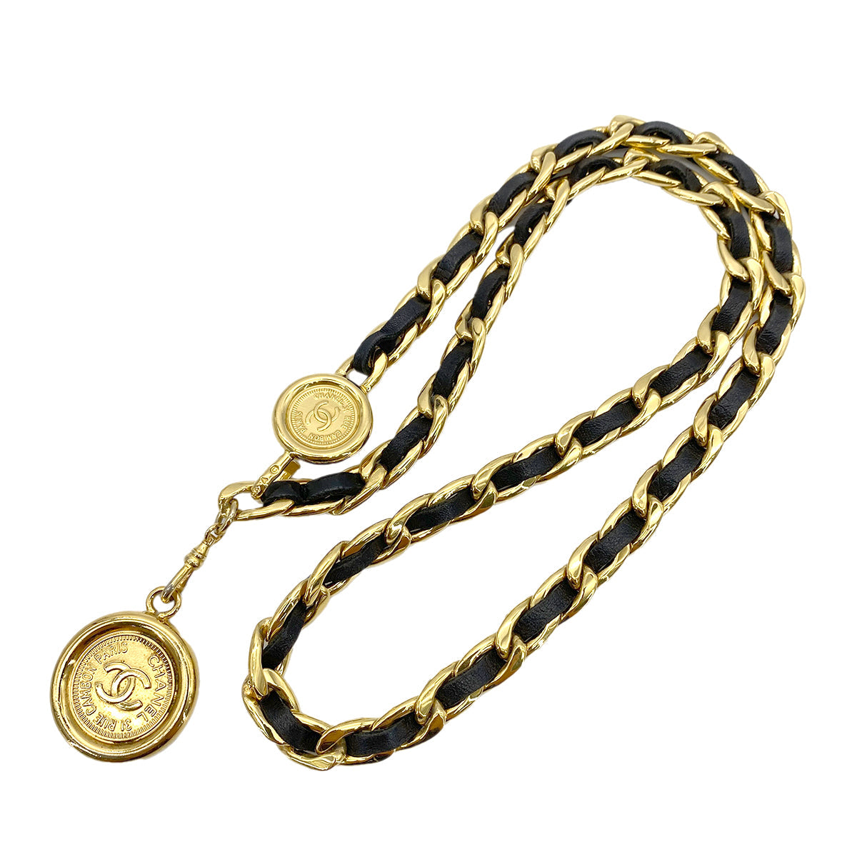 CHANEL VINTAGE CHAIN BELT LEATHER COCOMARK ACCESSORY 90252003
