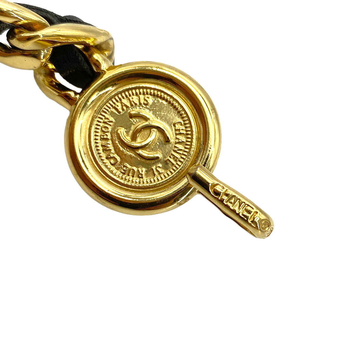 CHANEL VINTAGE CHAIN BELT LEATHER COCOMARK ACCESSORY 90252003