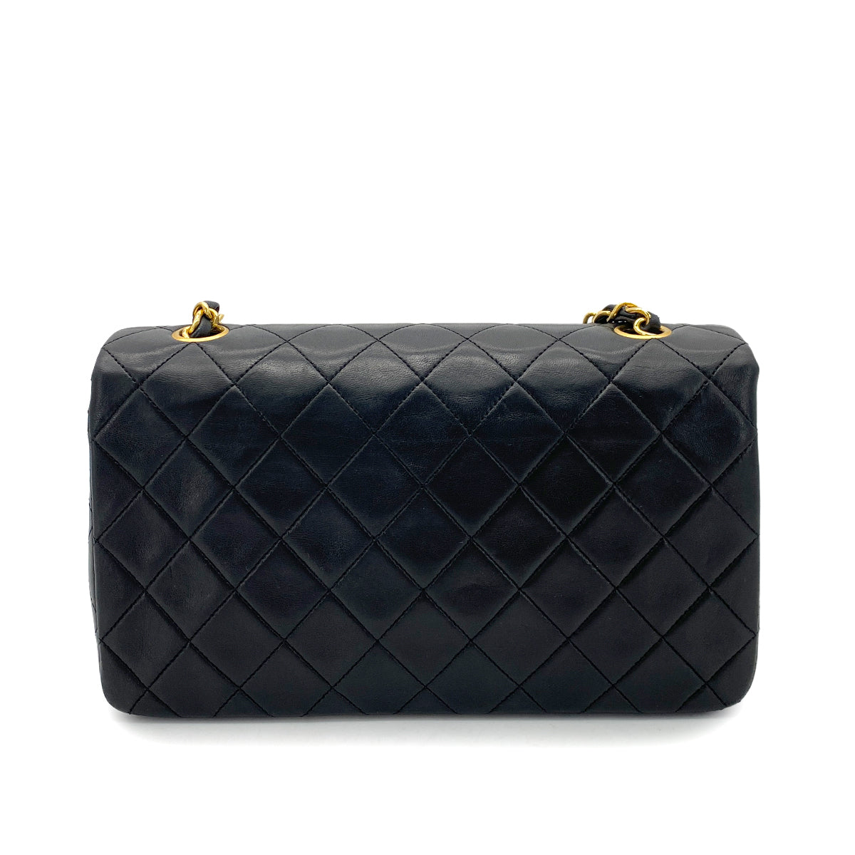 CHANEL VINTAGE FULL FLAP CHAIN SHOULDER BAG BLACK LAMB SKIN 90253629