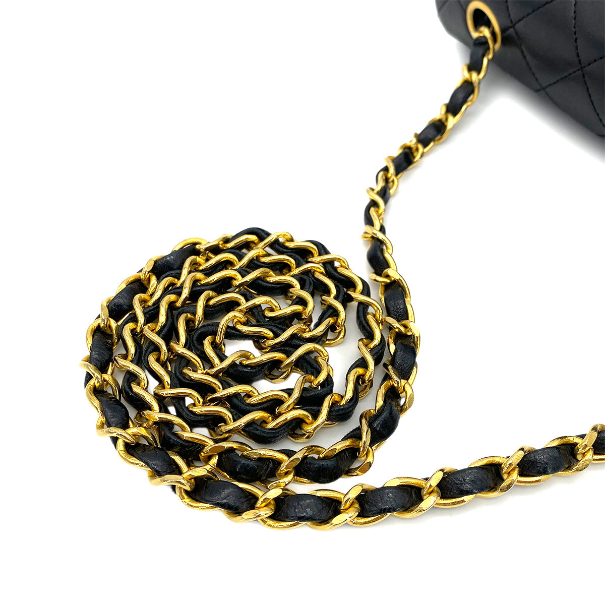 CHANEL VINTAGE FULL FLAP CHAIN SHOULDER BAG BLACK LAMB SKIN 90253629