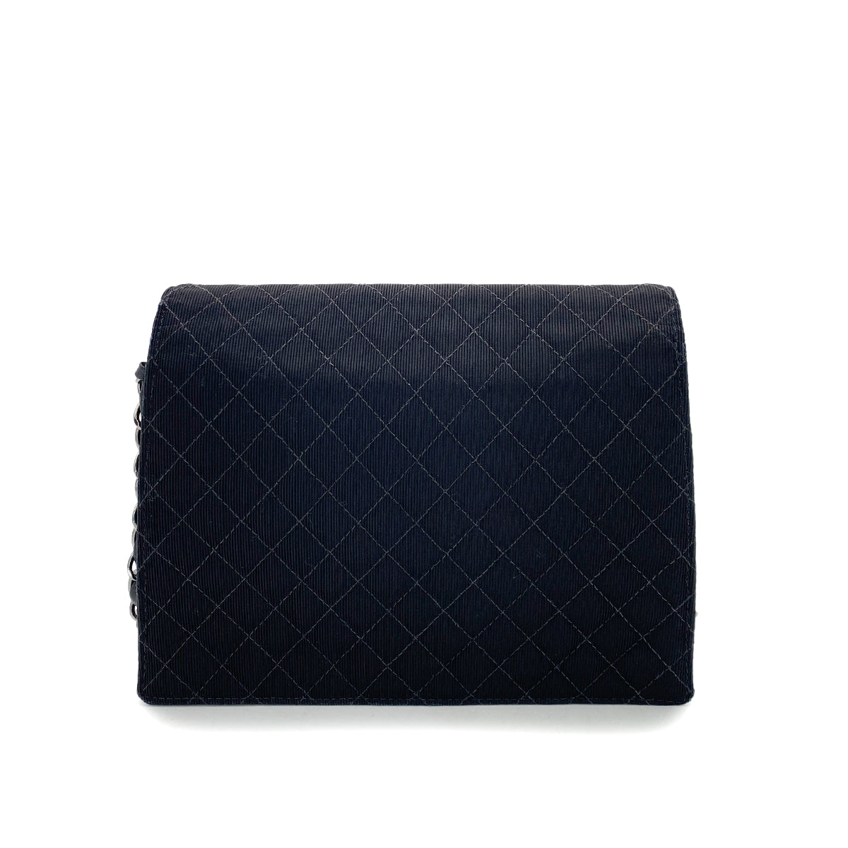 CHANEL VINTAGE EMBLEM CHAIN SHOULDER BAG BLACK CANVAS 90254623