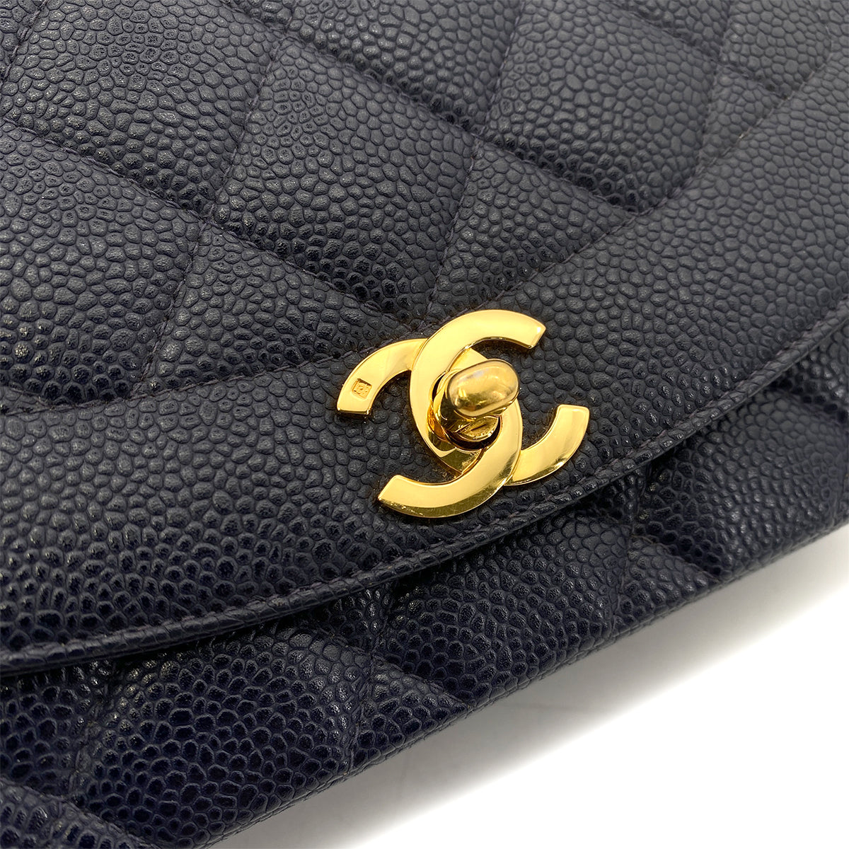 CHANEL VINTAGE DIANA SMALL CHAIN SHOULDER BAG NAVY CAVIAR SKIN 90255084