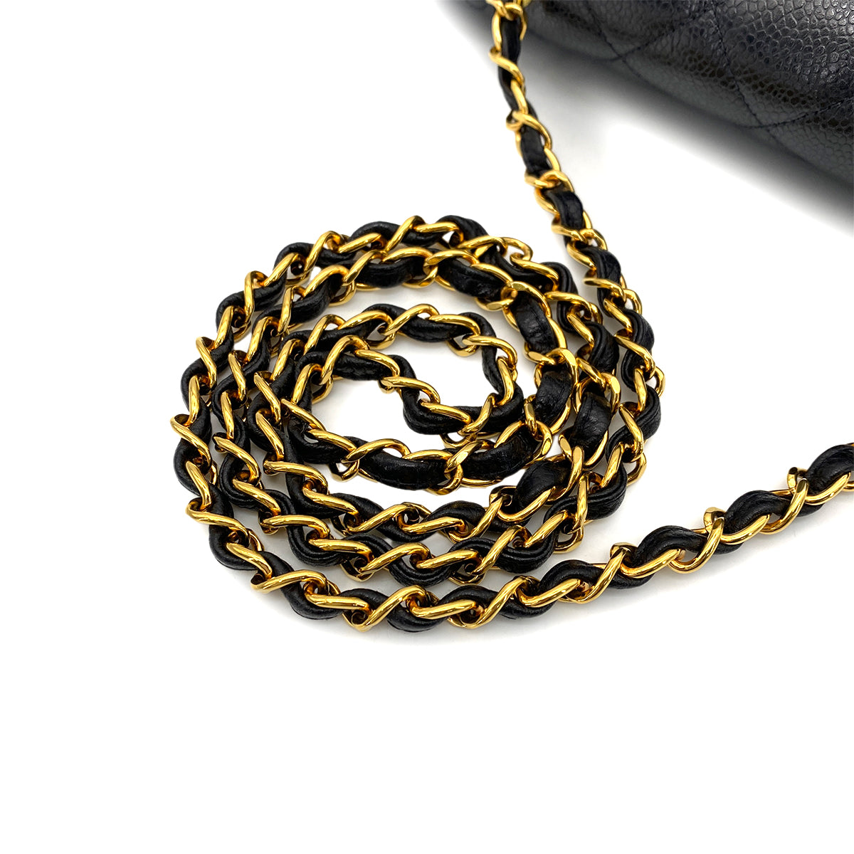 CHANEL VINTAGE DIANA MEDIUM CHAIN SHOULDER BAG BLACK CAVIAR SKIN 90255910