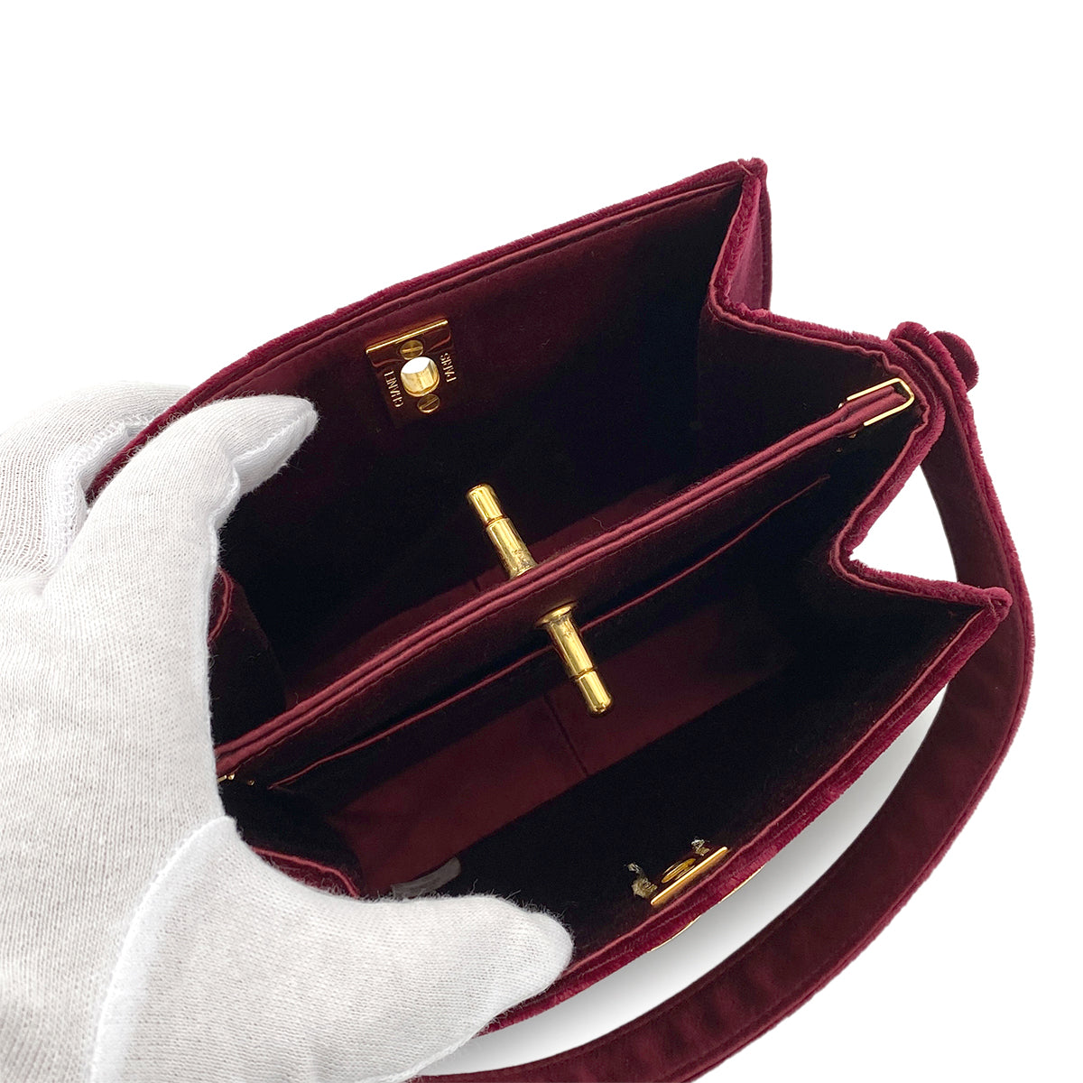 CHANEL VINTAGE HAND BAG BORDEAUX VELOR 90256927