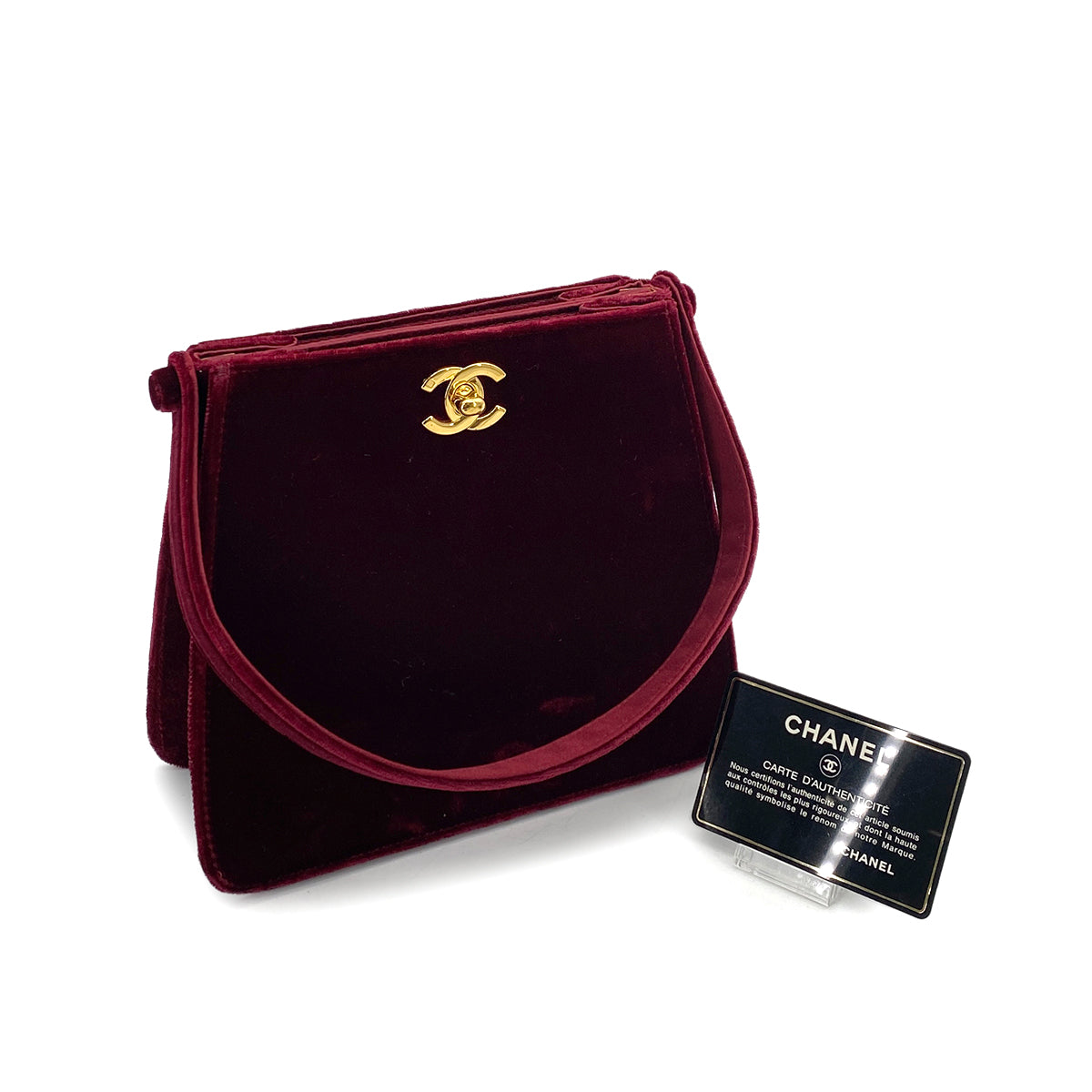 CHANEL VINTAGE HAND BAG BORDEAUX VELOR 90256927