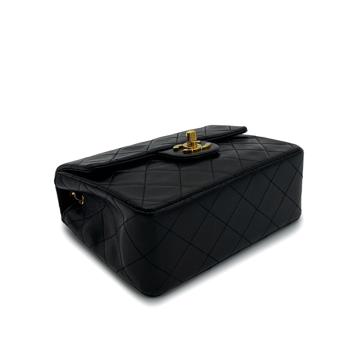 CHANEL VINTAGE MINI SQUARE 17 CHAIN SHOULDER BAG BLACK LAMB SKIN 90257451