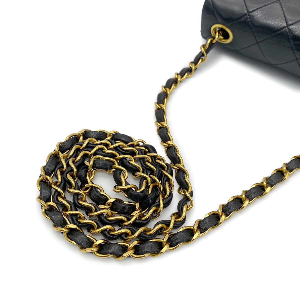 CHANEL VINTAGE MINI SQUARE 17 CHAIN SHOULDER BAG BLACK LAMB SKIN 90257451