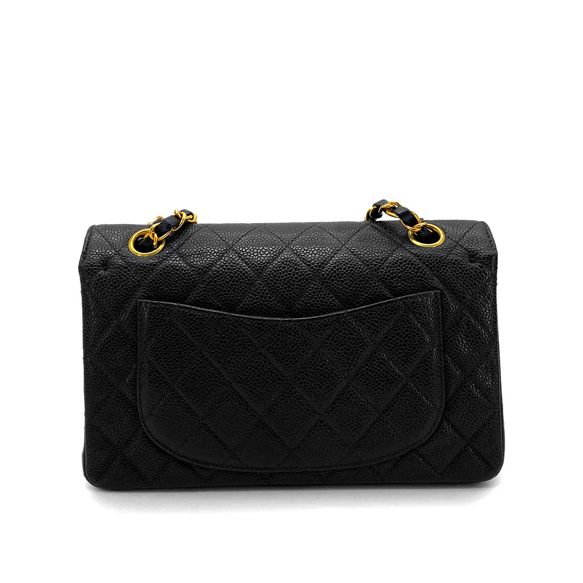 CHANEL VINTAGE CLASSIC FLAP SMALL CHAIN SHOULDER BAG BLACK CAVIAR SKIN 90257455