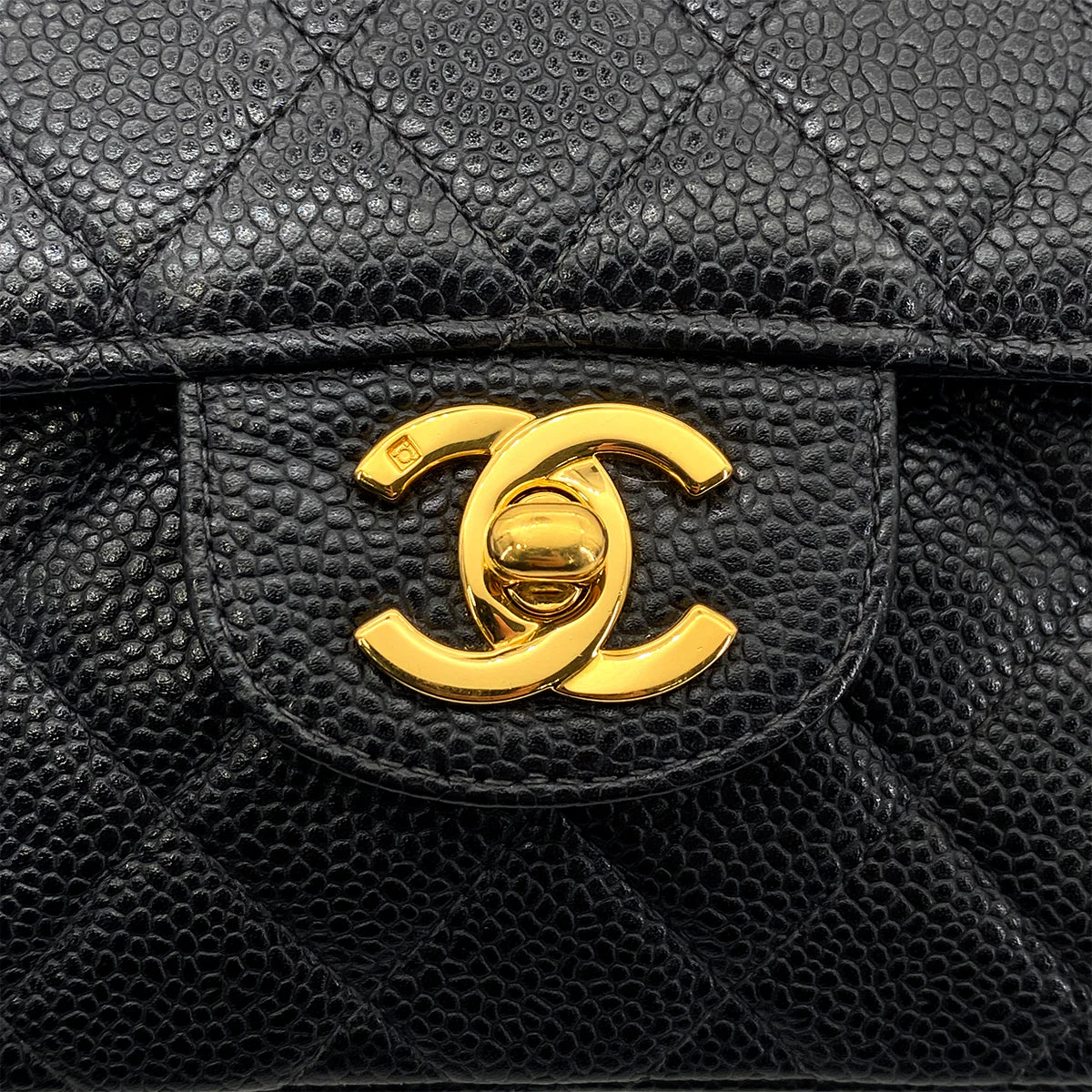CHANEL VINTAGE CLASSIC FLAP SMALL CHAIN SHOULDER BAG BLACK CAVIAR SKIN 90257455