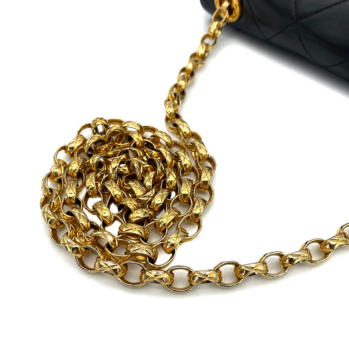 CHANEL VINTAGE BIJOU CHAIN SHOULDER BAG BLACK LAMB SKIN 90258811