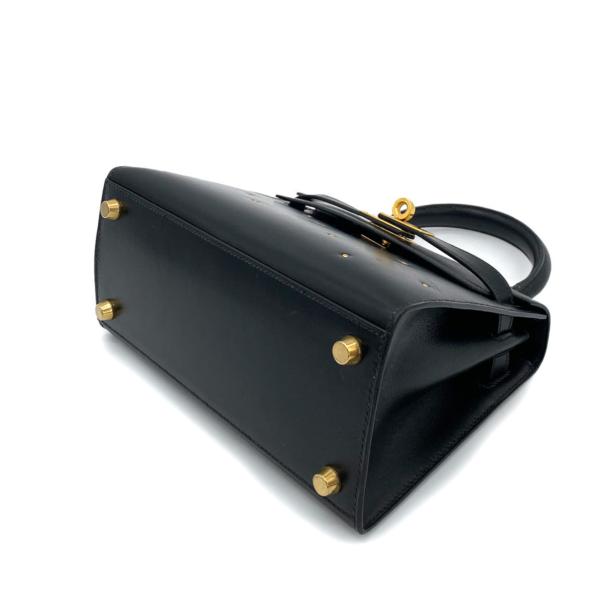 HERMES MINI KELLY 20 BLACK BOXCALF STUDS HAND SHOULDER BAG 〇X GHW 90259869 - PURPOSE
