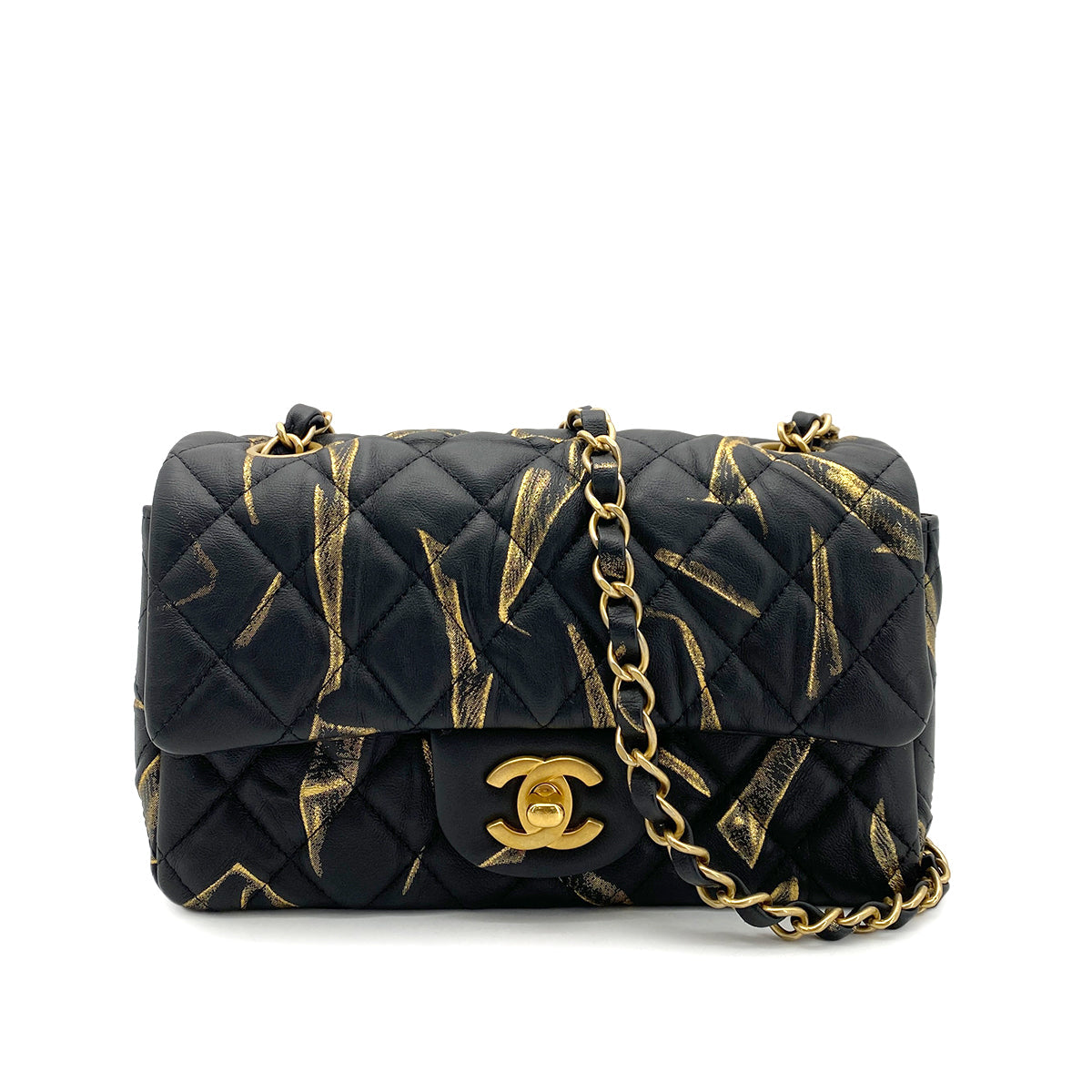 CHANEL MINI MATELASSE 20 CHAIN SHOULDER BAG BLACK LEATHER 90259887