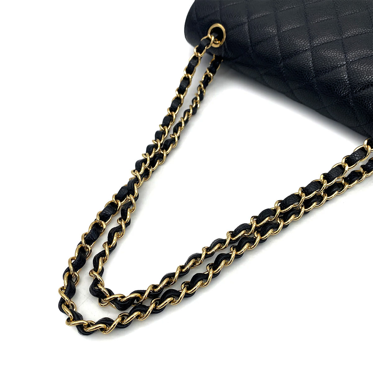 CHANEL VINTAGE CLASSIC FLAP MEDIUM CHAIN SHOULDER BAG BLACK CAVIAR SKIN 90259896