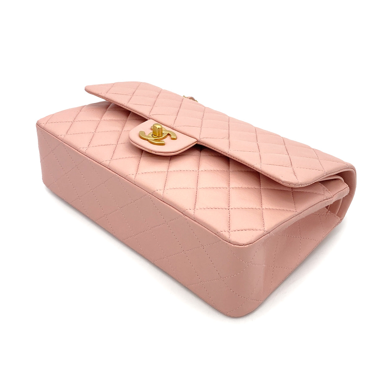 CHANEL VINTAGE CLASSIC FLAP MEDIUM CHAIN SHOULDER BAG PINK LAMB SKIN 90260131