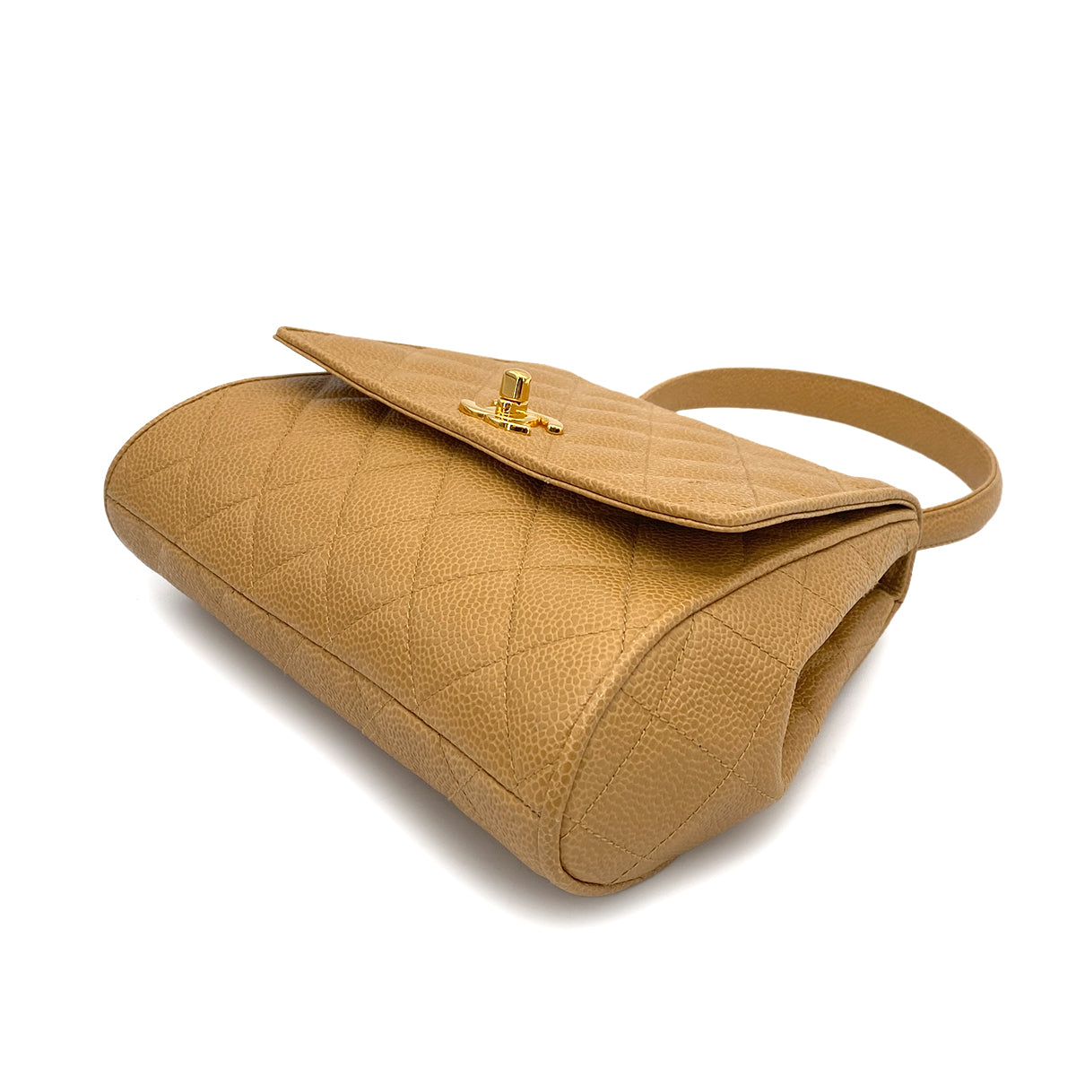 CHANEL VINTAGE MATELASSE HAND BAG BEIGE CAVIAR SKIN 90261206