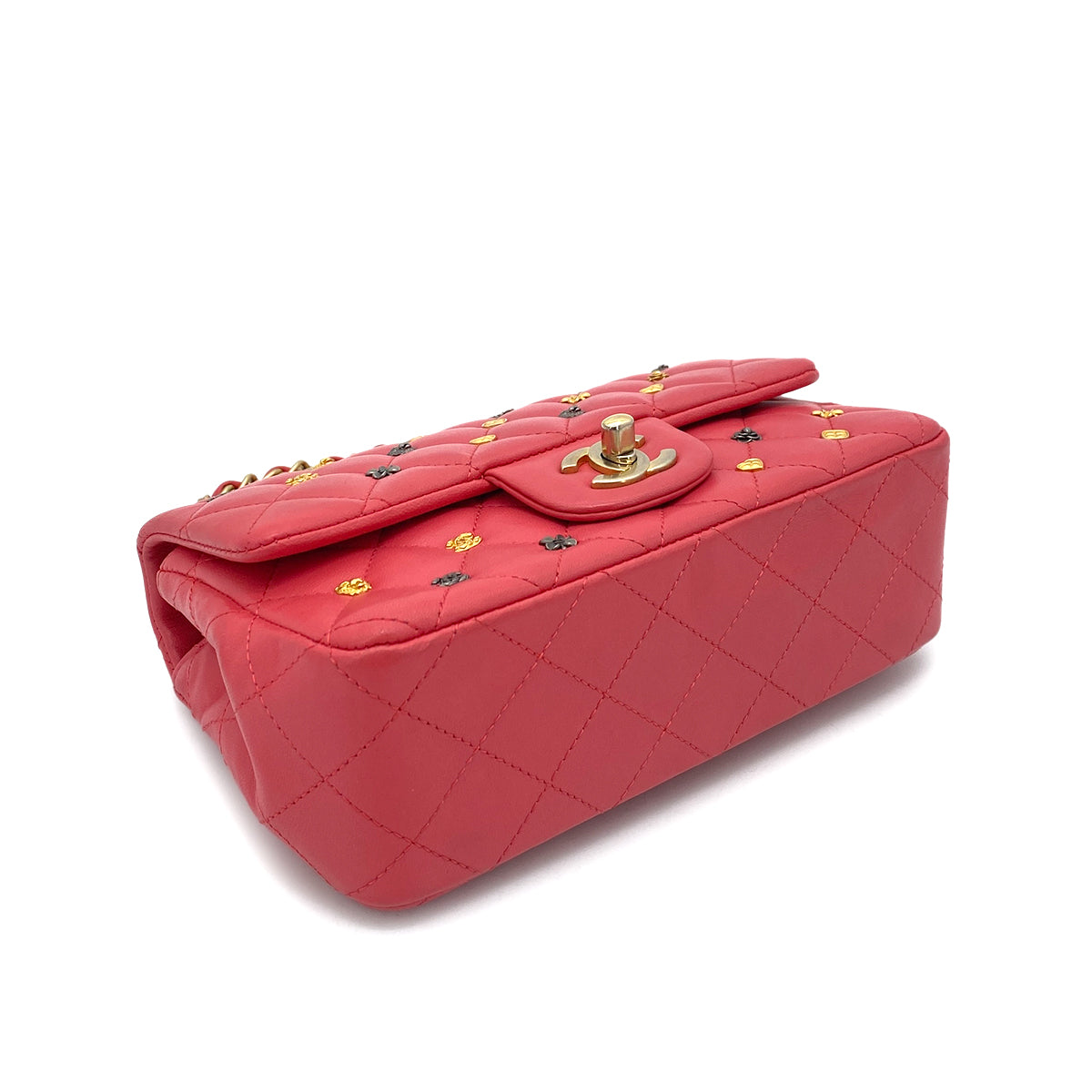 CHANEL MATELASSE ICON CHAIN SHOULDER BAG PINK LAMB SKIN 90261216