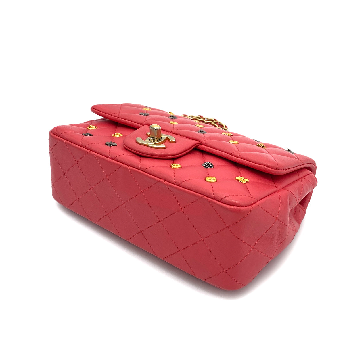 CHANEL MATELASSE ICON CHAIN SHOULDER BAG PINK LAMB SKIN 90261216