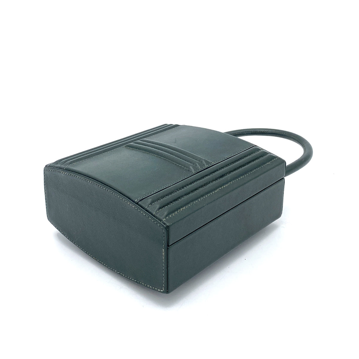 HERMES CADENA KELLY HAND BAG BOX CARF GREEN 〇Y 90261304