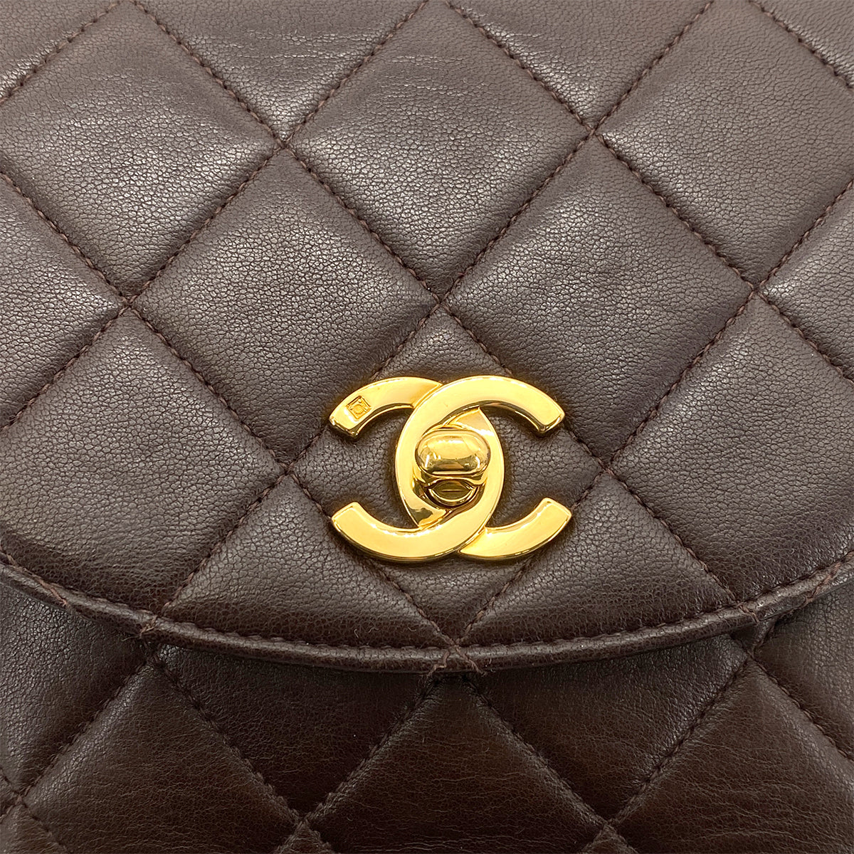 CHANEL VINTAGE DUMA CHAIN BACKPACK DARK BROWN LAMB SKIN 90261541