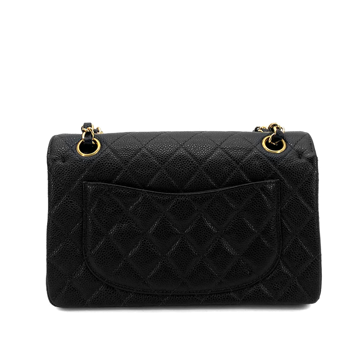 CHANEL VINTAGE CLASSIC FLAP SMALL CHAIN SHOULDER BAG BLACK CAVIAR SKIN GHW 90261547