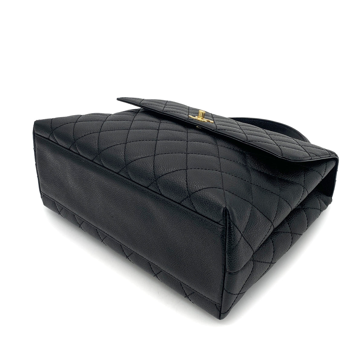 CHANEL VINTAGE MATELASSE HAND BAG BLACK CAVIAR SKIN 90261576